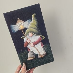 Charming Gnome Canvas Wall Art Decor With A Light Up Lantern